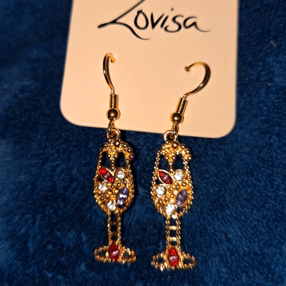 Champagne Glass Celebration Earrings NWT